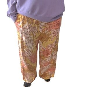 Tahari Linen Tropical Print Women's Pants- Size XL